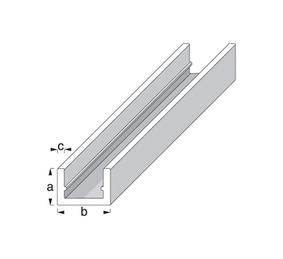 U Profile 2m x 8mm x 10.1mm - Silver Anodised Aluminium