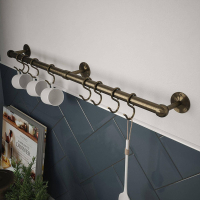 19mm x 1000mm Round Utensil Rail Kit - Antique Brass