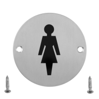 Female Toilet Sign - Satin Stainless Steel