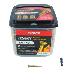 5.0 x 40mm Velocity PZ2 Drive (Tub 800) Part Thread + x1 Impact Bit