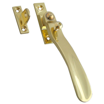 Victorian Locking Casement Fastener - Polished Brass