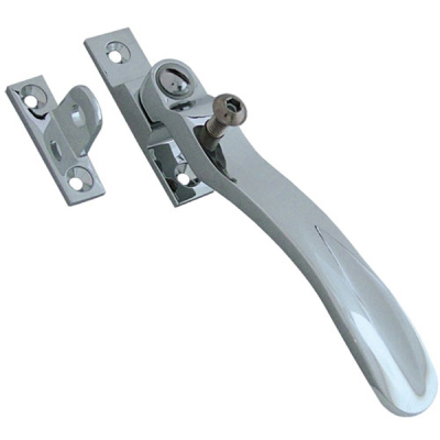 Victorian Locking Casement Fastener - Polished Chrome
