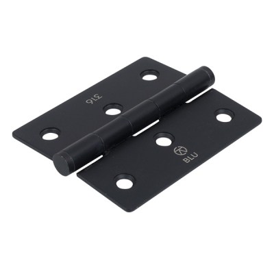 3Inch Slim Knuckle Butt Hinge (Each) - Matt Black (Grade 316)