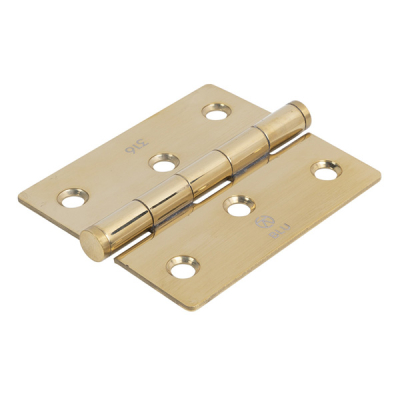 3Inch Slim Knuckle Butt Hinge (Each) - PVD Polished Brass (Grade 316)