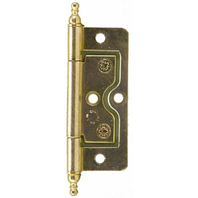 3Inch Finial Flush Steel Hinge - Brass Plated (pair)