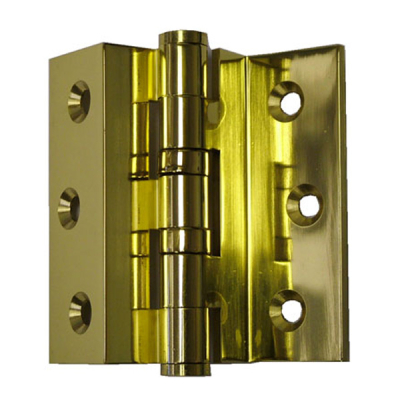 3Inch Cranked Stormproof Hinge (Pair) - Polished Brass
