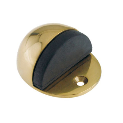 Oval Floor Mounted Door Stop (40 x 48mm) - Polished Brass