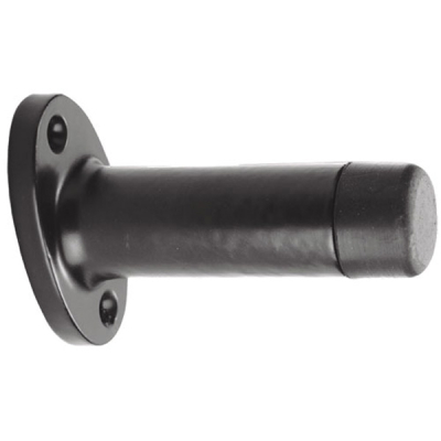 Cylinder Door Stop 75mm with Rose - Black
