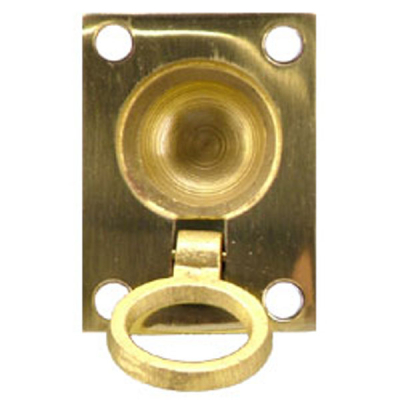 Flush Ring Pull 38mm x 50mm - Polished Brass