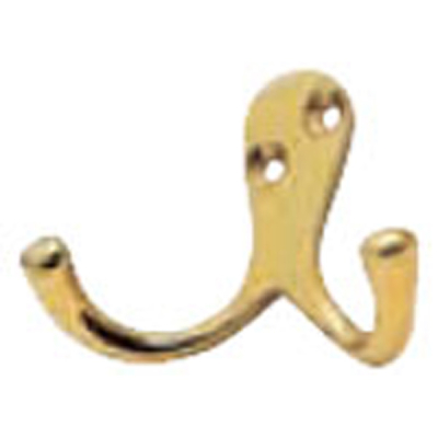 Victorian Double Robe Hook - Polished Brass
