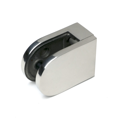 63 x 45mm D Shaped Glass Clamp (10mm & 12mm Glass) - Polished SS (Grade 316)