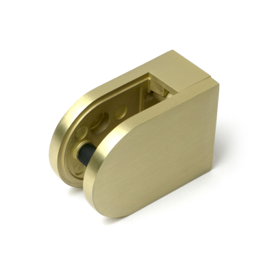 63 x 45mm D Shaped Glass Clamp (10mm Glass) - Satin Brass
