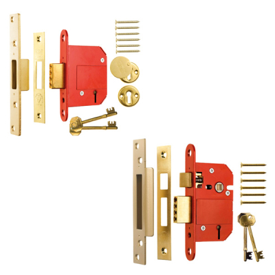 ERA Fortress Deadlock & Sashlock 2½Inch KA (Pair) - Polished Brass