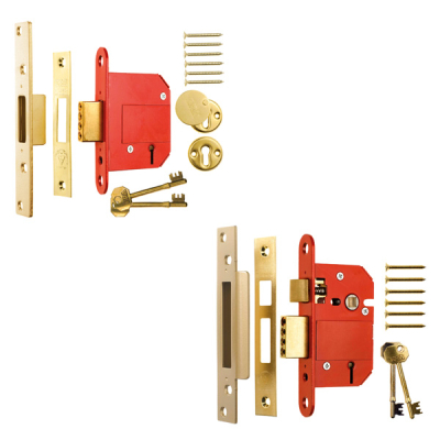 ERA Fortress Deadlock & Sashlock 3Inch KA (Pair) - Polished Brass