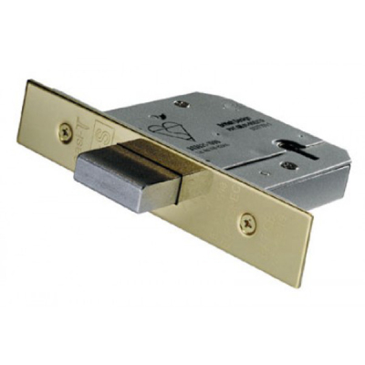 British Standard 5 Lever Deadlock 3Inch KD - PVD Brass