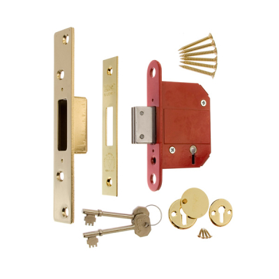 ERA Fortress British Standard 5 Lever Deadlock 2½Inch KD - Polished Brass