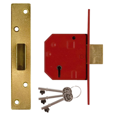 Union 2134E British Standard 5 Lever Deadlock 67mm KD - Polished Brass