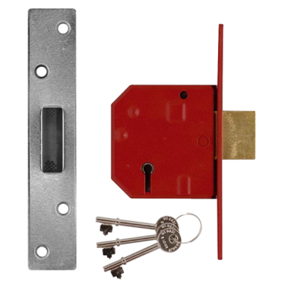 Union 2134E British Standard 5 Lever Deadlock 67mm KD - Satin Chrome