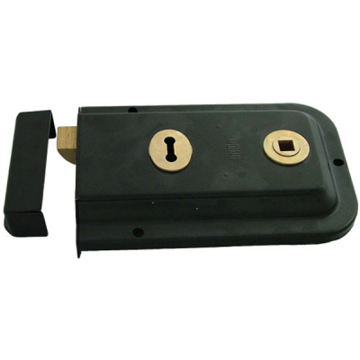 Union Rim Lock 6" x 4" (D/Hand) - Black
