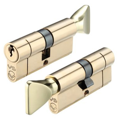 40/40 Euro Cylinder / Thumbturn KD - Polished Brass