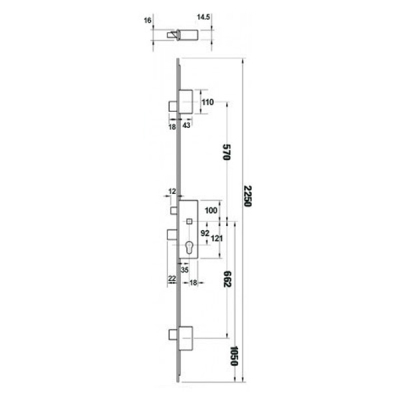 ERA 3 Point Linear Door Lock 2250mm (16mm FP) 35mm backset - Stainless Steel