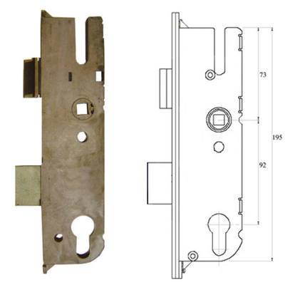 GU UPVC 92 Centres Gearbox Only - 28mm Backset
