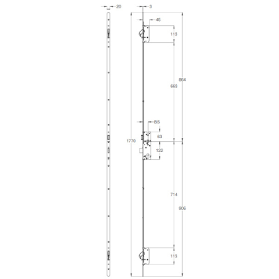 Winkaus 2 Hook AV2 Autolock - LH - 45mm backset