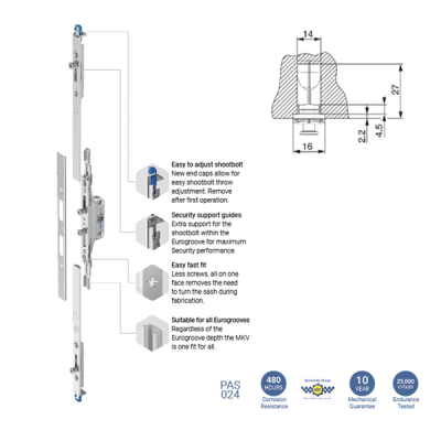 Maco MKV (M-Spag) Croppable Centre Gear Box (24mm backset) (7.7mush)