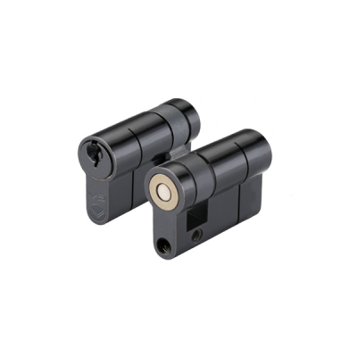 40/10 6 Pin Single Euro Cylinder KA - Black (Pair)