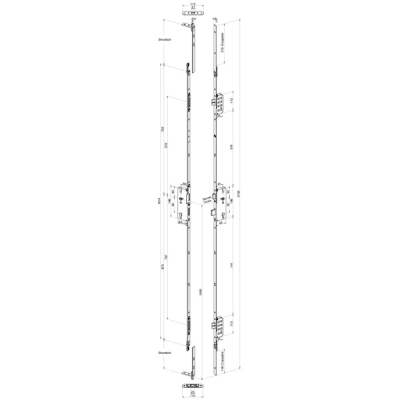 Winkhaus FGTE LH French Door Lock Set - 1804 - 1964mm door height