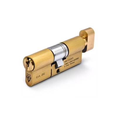 40/40 3* Euro Cylinder / Thumbturn KD - Satin Brass
