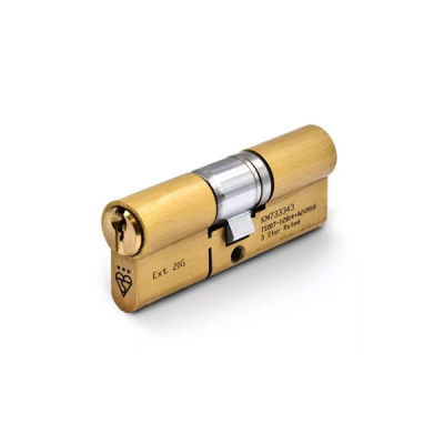 55/45 3* Double Euro Cylinder KD - Satin Brass