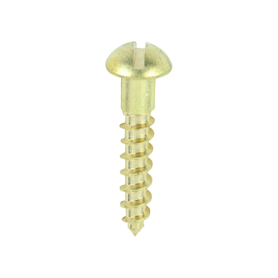 6 x ¾Inch Round Head Screws Slotted - Brass