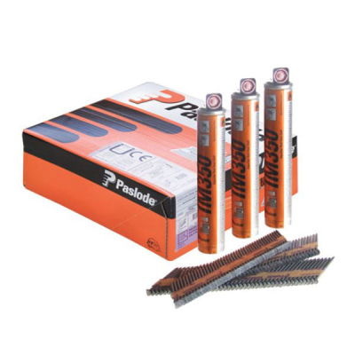 Paslode IM350+ 3.1mm x 63mm Fully Round Head Ringshank Collated Nails (2200+2Gas) - Galvanised
