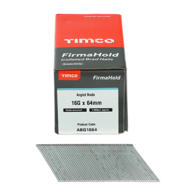 Angled Airgun Brad Nails 64mm 16G (2000) - Galvanised