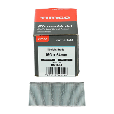 Straight Airgun Brad Nails 64mm 16G (2000) - Galvanised