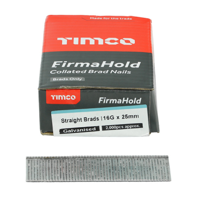 Straight Airgun Brad Nails 25mm 16G (2000) - Galvanised