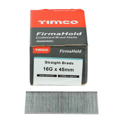 Straight Airgun Brad Nails 45mm 16G (2000) - Galvanised