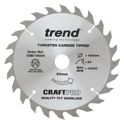 Trend CSB/16024 Wood Saw Blade 160mm x 24T x 20mm Bore
