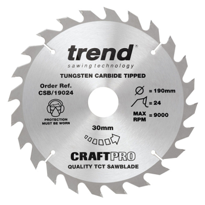 Trend CSB/19024 Wood Saw Blade 190mm x 24T x 30mm Bore