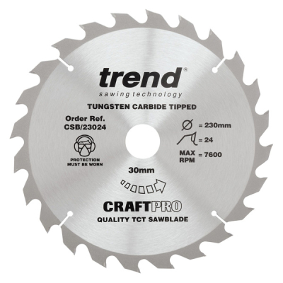 Trend CSB/23024 Wood Saw Blade 230mm x 24T x 30mm Bore