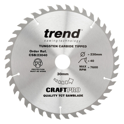 Trend CSB/23040 Wood Saw Blade 230mm x 40T x 30mm Bore