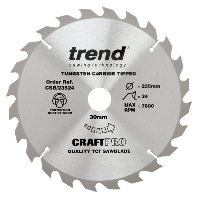 Trend CSB/23524 Wood Saw Blade 235mm x 24T x 30mm Bore