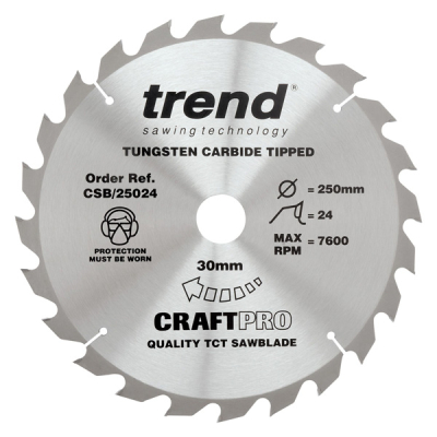 Trend CSB/25024 Wood Saw Blade 250mm x 24T x 30mm Bore