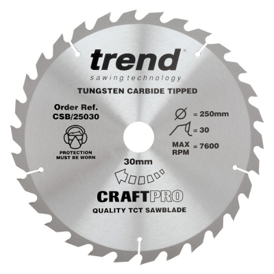 Trend CSB/25030 Wood Saw Blade 250mm x 30T x 30mm Bore