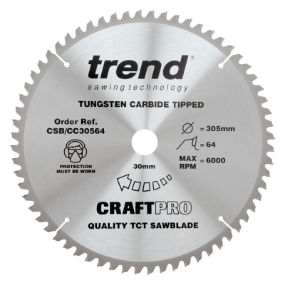 Trend CSB/CC30564 Mitre Cross Cutting Saw Blade - 305mm x 64T x 30mm Bore