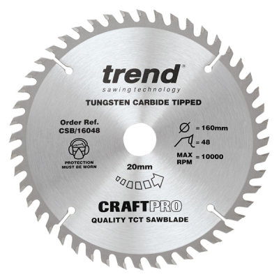 Trend CSB/16048 Wood Saw Blade - 160mm x 48T x 20mm Bore
