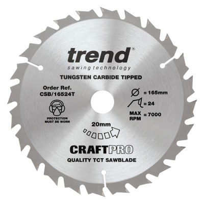 Trend CSB/16524T/10 Cordless Trim Saw Blades - 165mm x 24T x 20mm Bore (10)