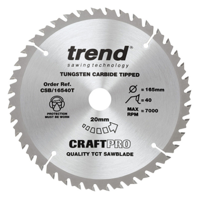 Trend CSB/16540T Cordless Trim Saw Blade - 165mm x 40T x 20mm Bore
