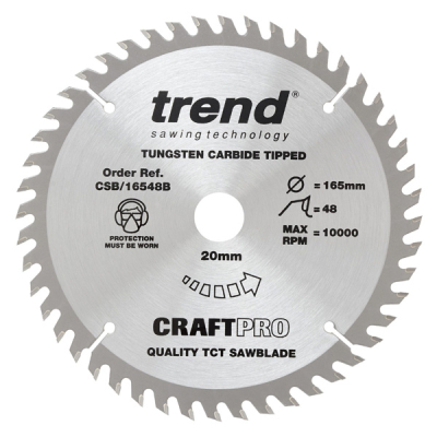 Trend CSB/16548B Wood Saw Blade - 165mm x 48T x 20mm Bore